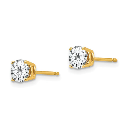 14K Yellow Gold 5mm Cubic Zirconia Earrings