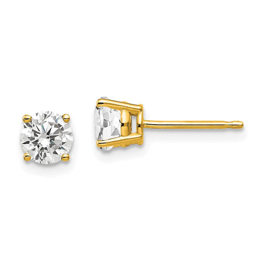 14K Yellow Gold 5mm Cubic Zirconia Earrings