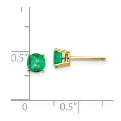 14K Yellow Gold 5mm Emerald Post Earrings