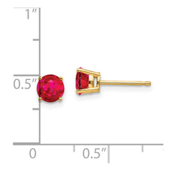 14K Yellow Gold 5mm Ruby Post Earrings