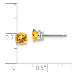 14K White Gold 5mm Citrine Stud Earrings