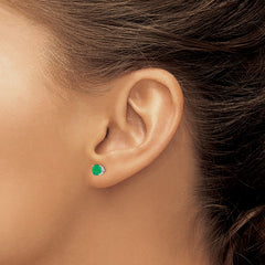 14K White Gold Emerald Stud Earrings