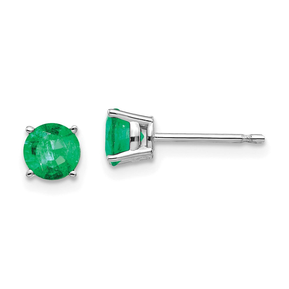 14K White Gold Emerald Stud Earrings