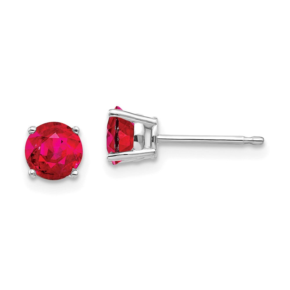 14K White Gold Ruby Stud Earrings