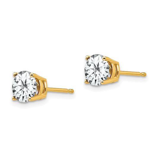 14K Yellow Gold 6mm Cubic Zirconia Earrings