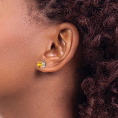 14K White Gold 6mm Citrine Stud Earrings