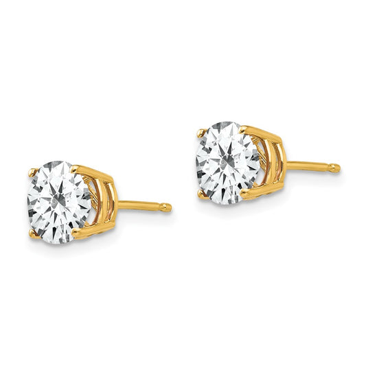 14K Yellow Gold 7mm Cubic Zirconia Earrings