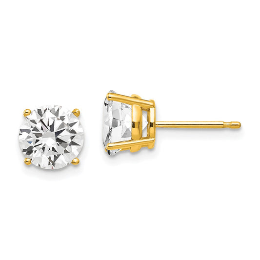 14K Yellow Gold 7mm Cubic Zirconia Earrings