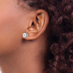 14K White Gold 7mm Cubic Zirconia Stud Earrings