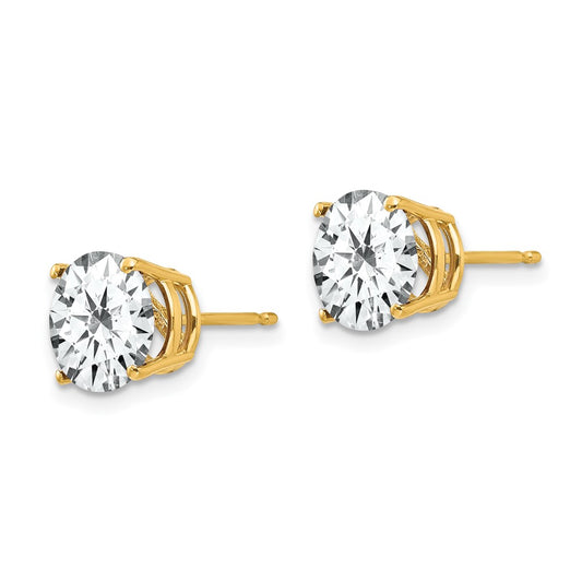 14K Yellow Gold 8mm Cubic Zirconia Post Earrings