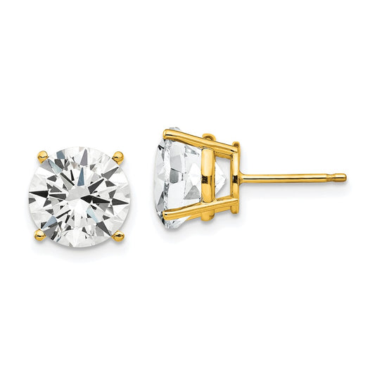 14K Yellow Gold 9mm Cubic Zirconia Earrings