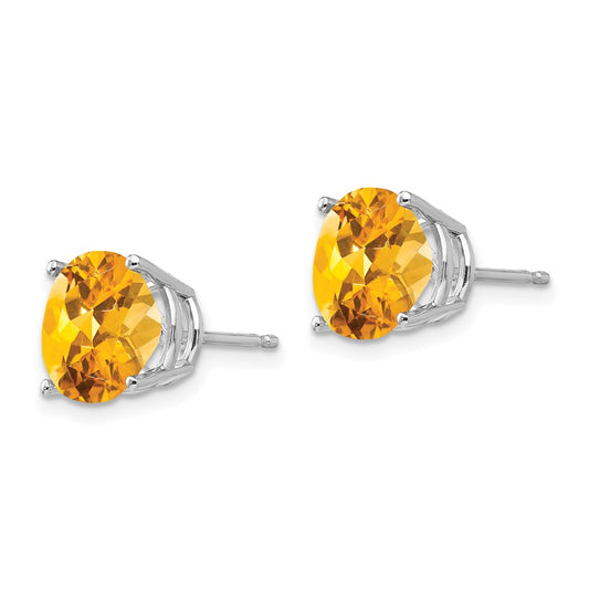 14K White Gold Citrine Round Stud Earrings