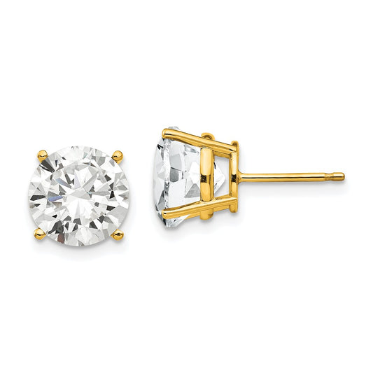 14K Yellow Gold 10mm Cubic Zirconia Earrings