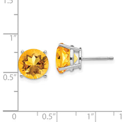 14K White Gold Citrine Round Stud Earrings