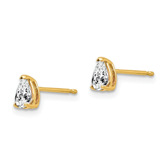 14K Yellow Gold 5x3mm Pear Cubic Zirconia Earrings