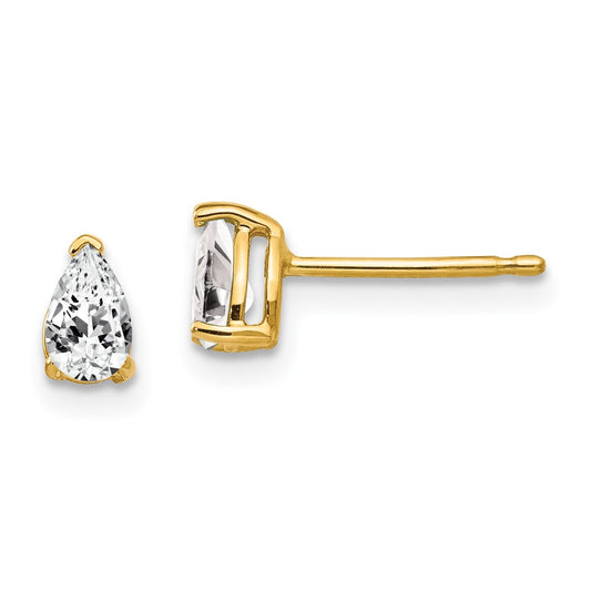 14K Yellow Gold 5x3mm Pear Cubic Zirconia Earrings