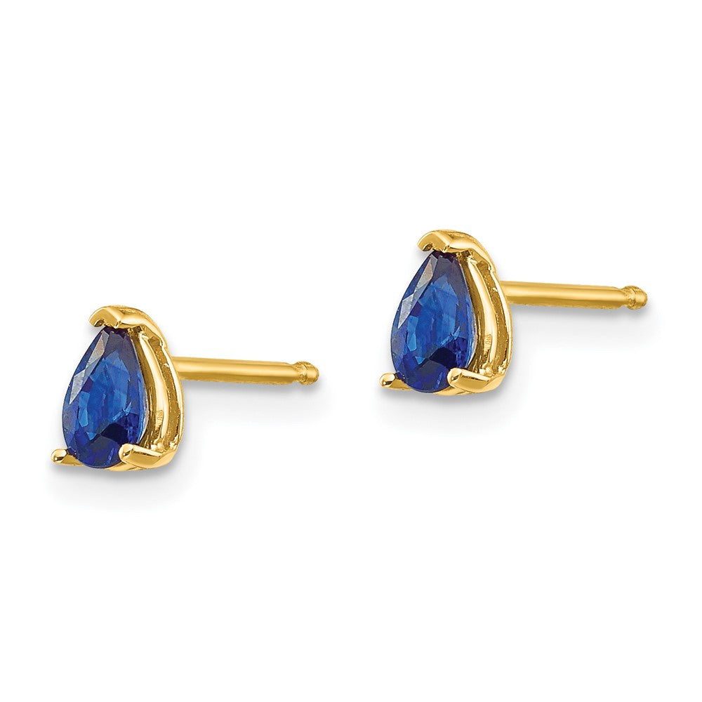 14K Yellow Gold 6x3mm Pear Sapphire Stud Earrings