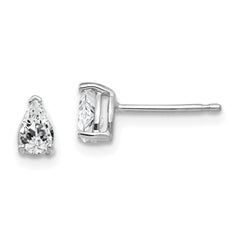 14K White Gold Cubic Zirconia pear Stud Earrings