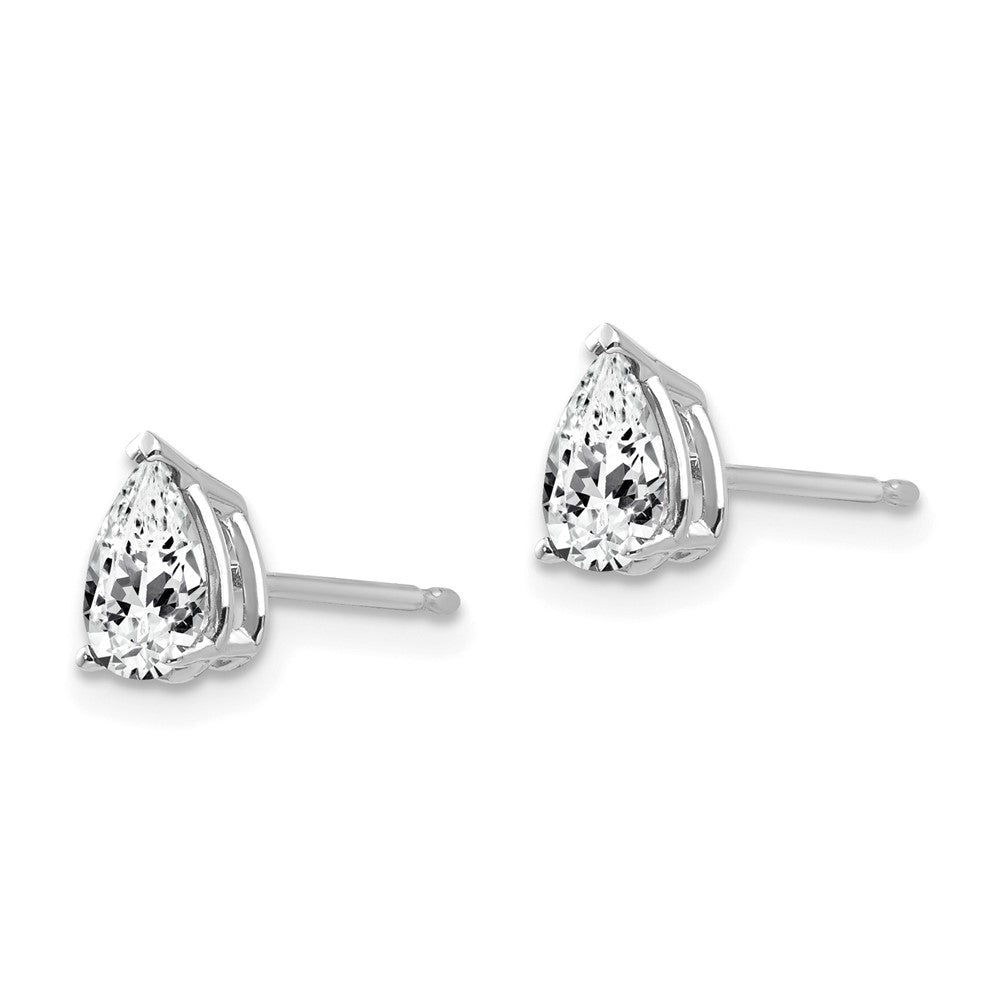 14K White Gold Cubic Zirconia Pear Stud Earrings