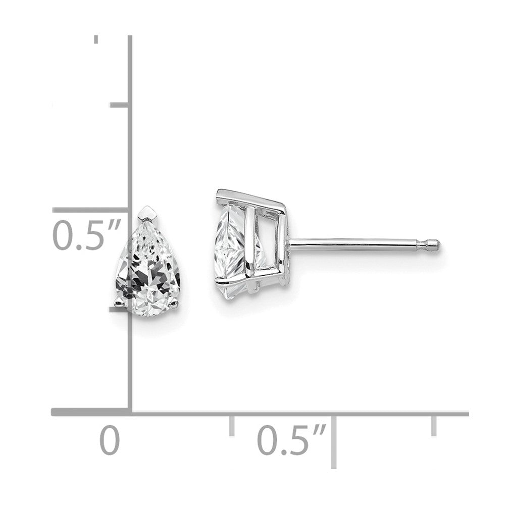 14K White Gold Cubic Zirconia Pear Stud Earrings