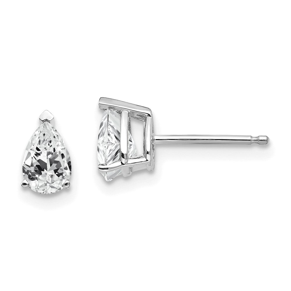 14K White Gold Cubic Zirconia Pear Stud Earrings