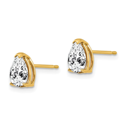 14K Yellow Gold 7x5mm Pear Cubic Zirconia Earrings