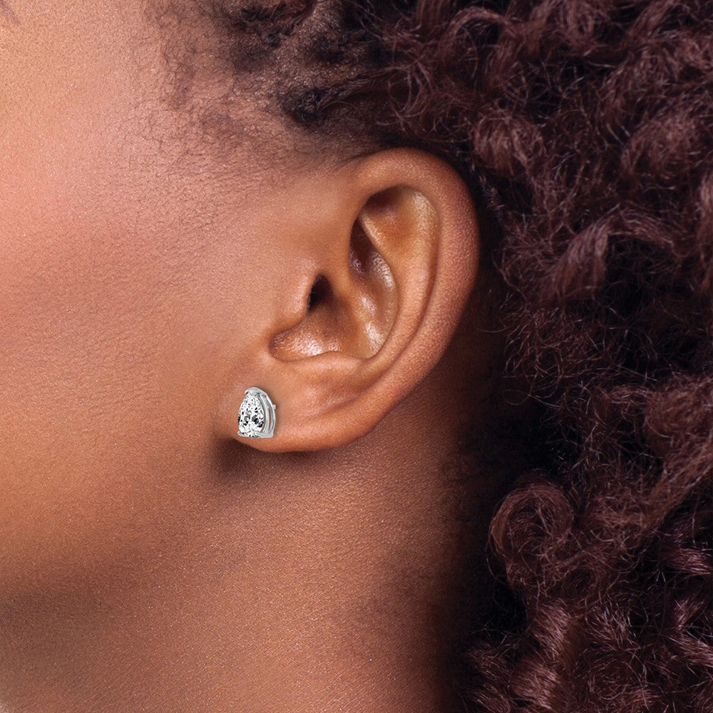 14K White Gold 7x5mm Pear Cubic Zirconia Stud Earrings