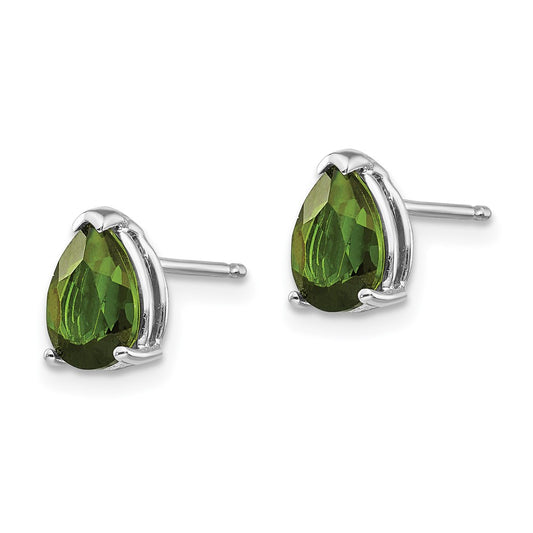 14K White Gold Green Tourmaline Stud Earrings