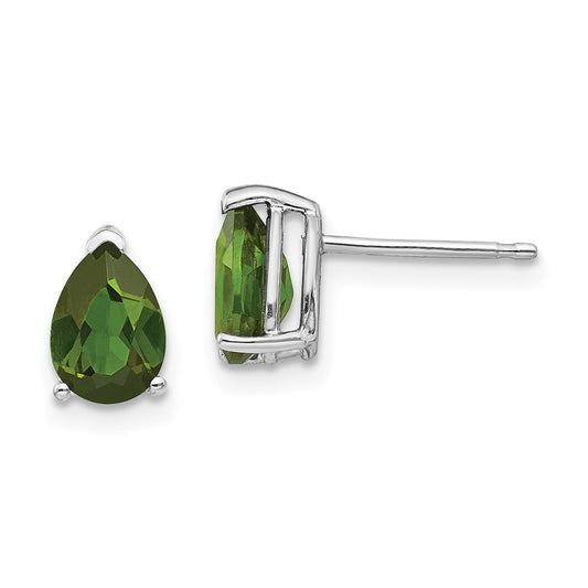 14K White Gold Green Tourmaline Stud Earrings