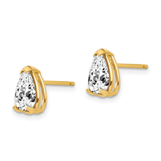 14K Yellow Gold 8x5mm Pear Cubic Zirconia Earrings