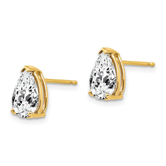 14K Yellow Gold 9x6mm Pear Cubic Zirconia Earrings