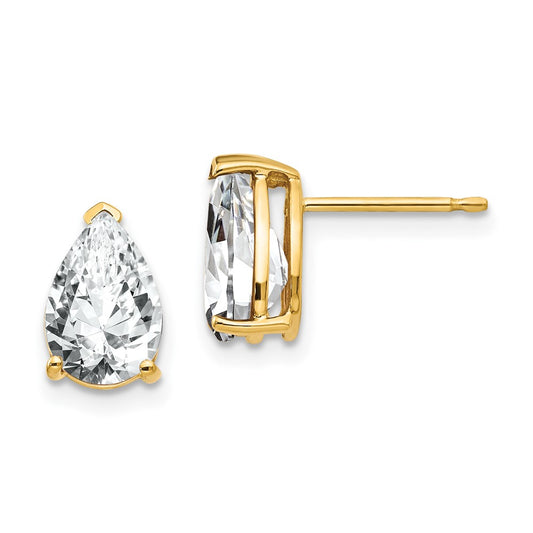 14K Yellow Gold 9x6mm Pear Cubic Zirconia Earrings