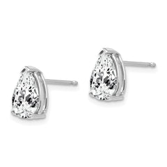 14K White Gold 9x6mm Pear Cubic Zirconia Stud Earrings