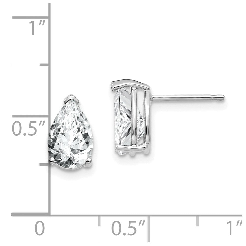 14K White Gold 9x6mm Pear Cubic Zirconia Stud Earrings