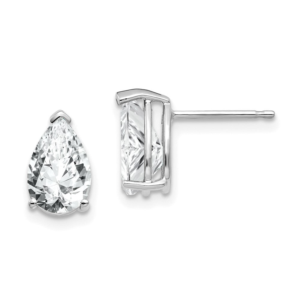 14K White Gold 9x6mm Pear Cubic Zirconia Stud Earrings