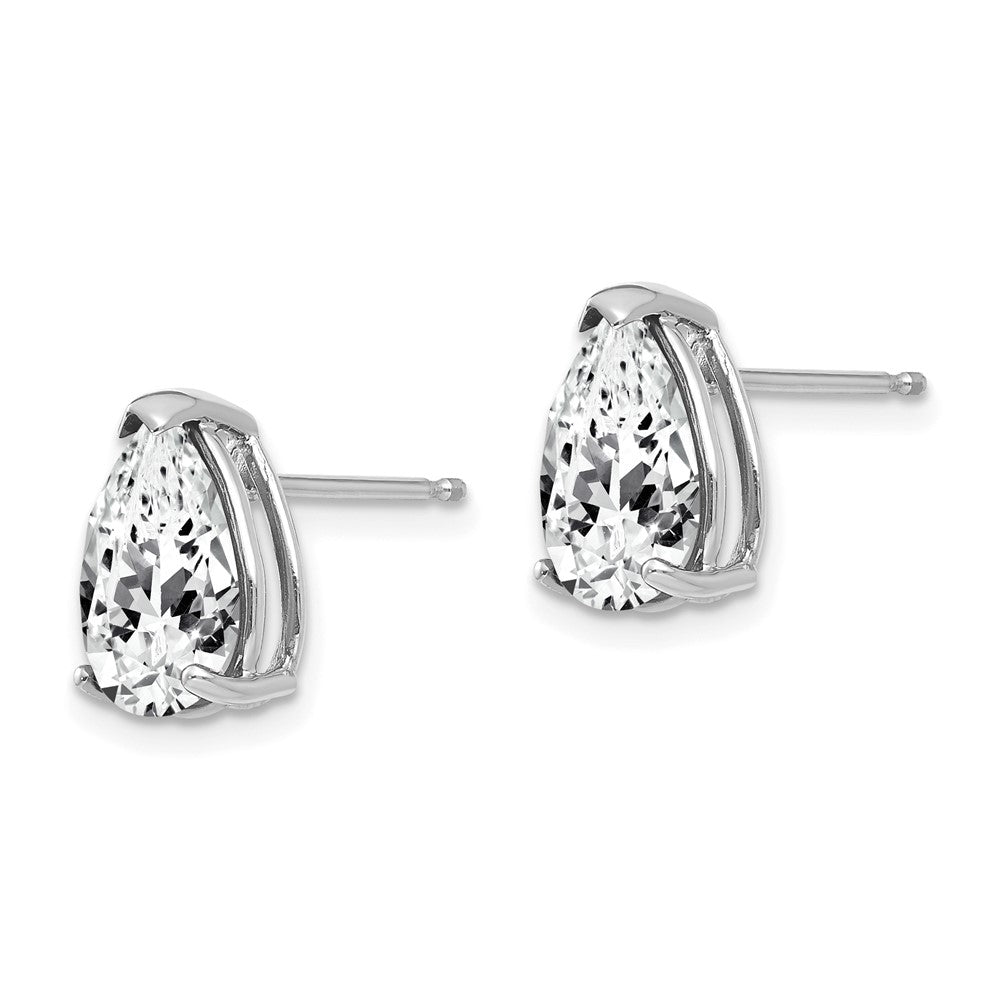 14K White Gold Cubic Zirconia Pear Stud Earrings