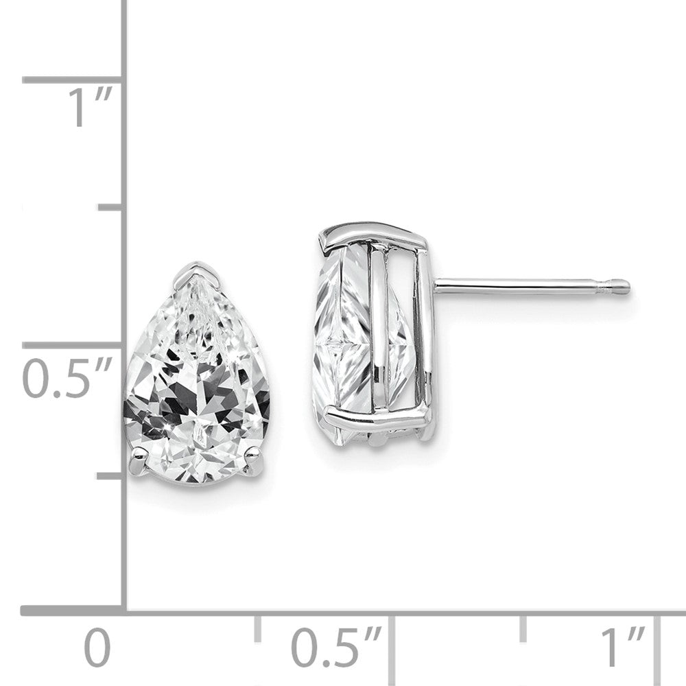 14K White Gold Cubic Zirconia Pear Stud Earrings