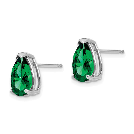 14K White Gold Mount St. Helens Pear Stud Earrings