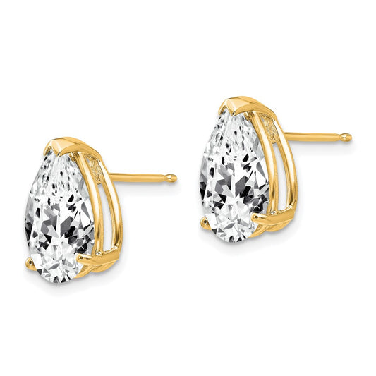 14K Yellow Gold 12x8mm Pear Cubic Zirconia Earrings