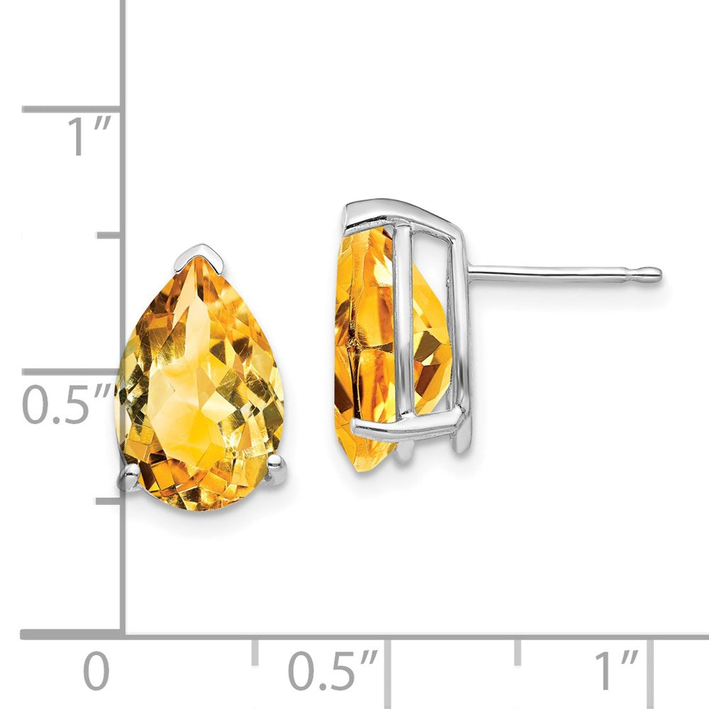 14K White Gold Citrine Pear Stud Earrings