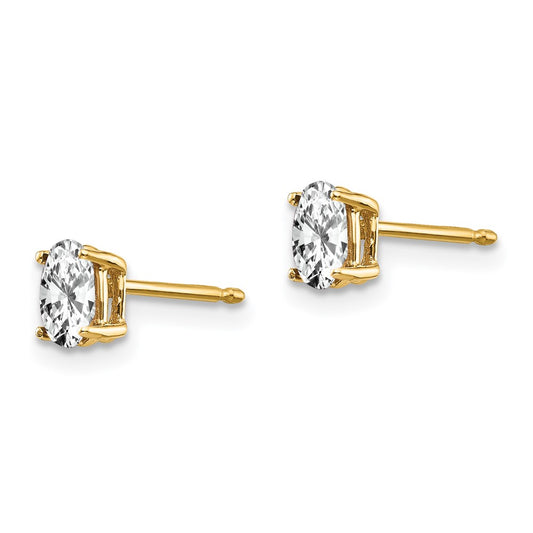 14K Yellow Gold 5x3mm Oval Cubic Zirconia Earrings