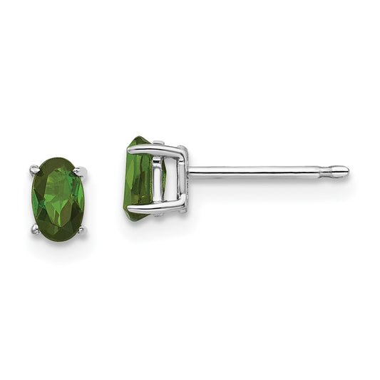 14K White Gold Green Tourmaline Stud Earrings