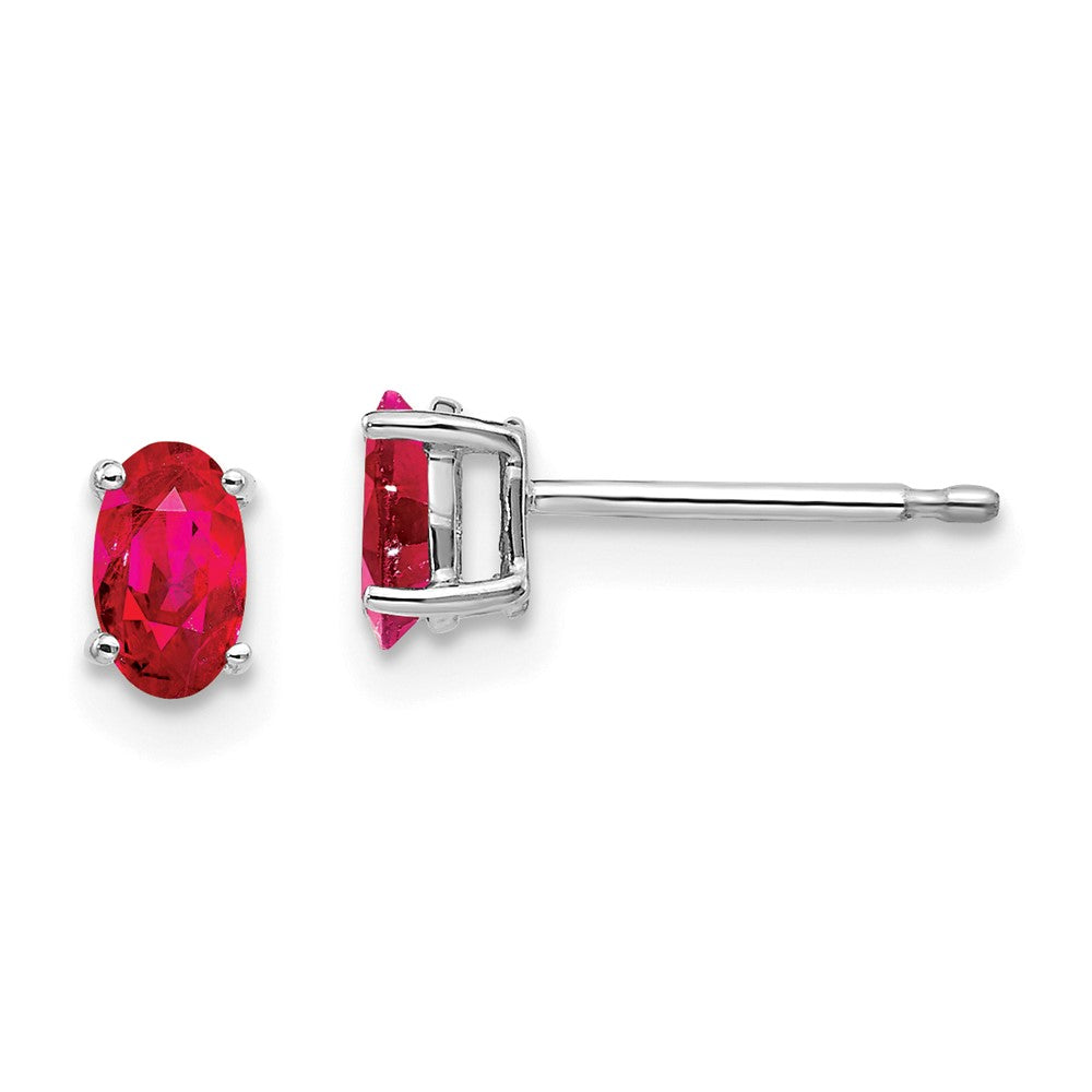 14K White Gold Ruby Stud Earrings