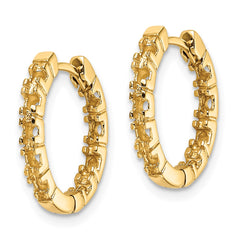 14K Yellow Gold AAA Diamond Hinged Hoop Earrings