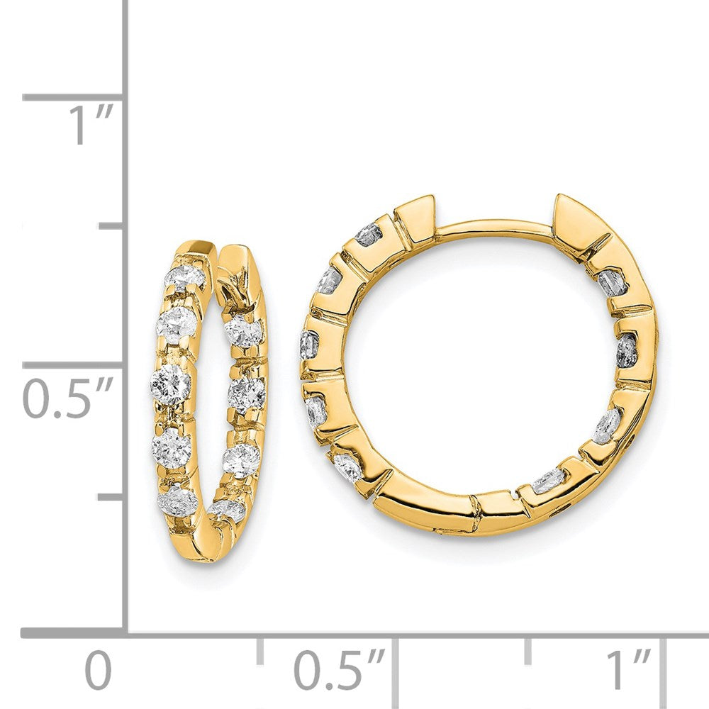 14K Yellow Gold A Diamond Hinged Hoop Earrings