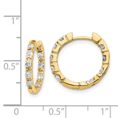 14K Yellow Gold AA Diamond Hinged Hoop Earrings