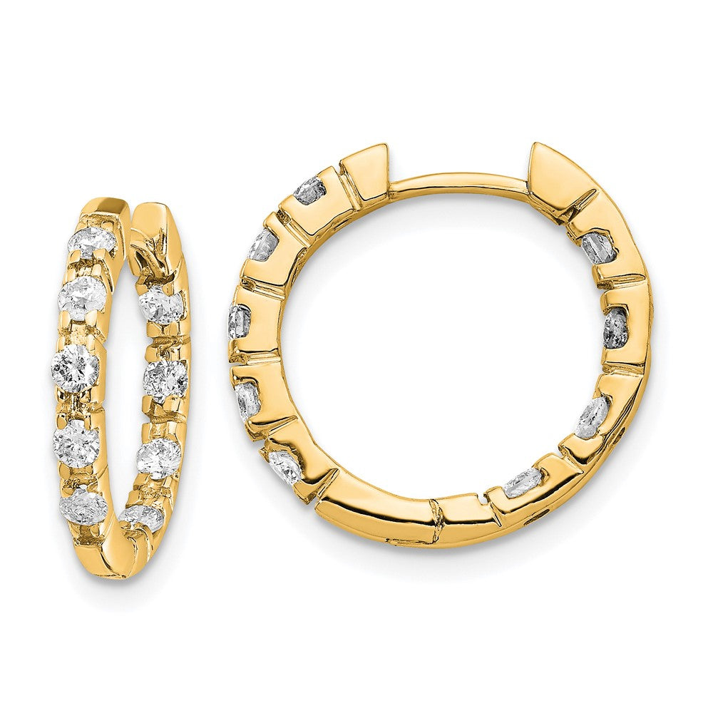 14K Yellow Gold A Diamond Hinged Hoop Earrings