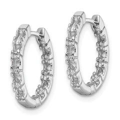 14K White Gold AA Diamond Hinged Hoop Earrings