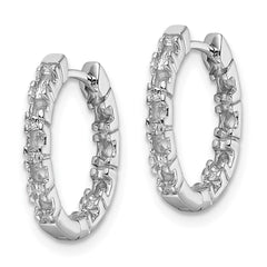 14K White Gold AAA Diamond Hinged Hoop Earrings