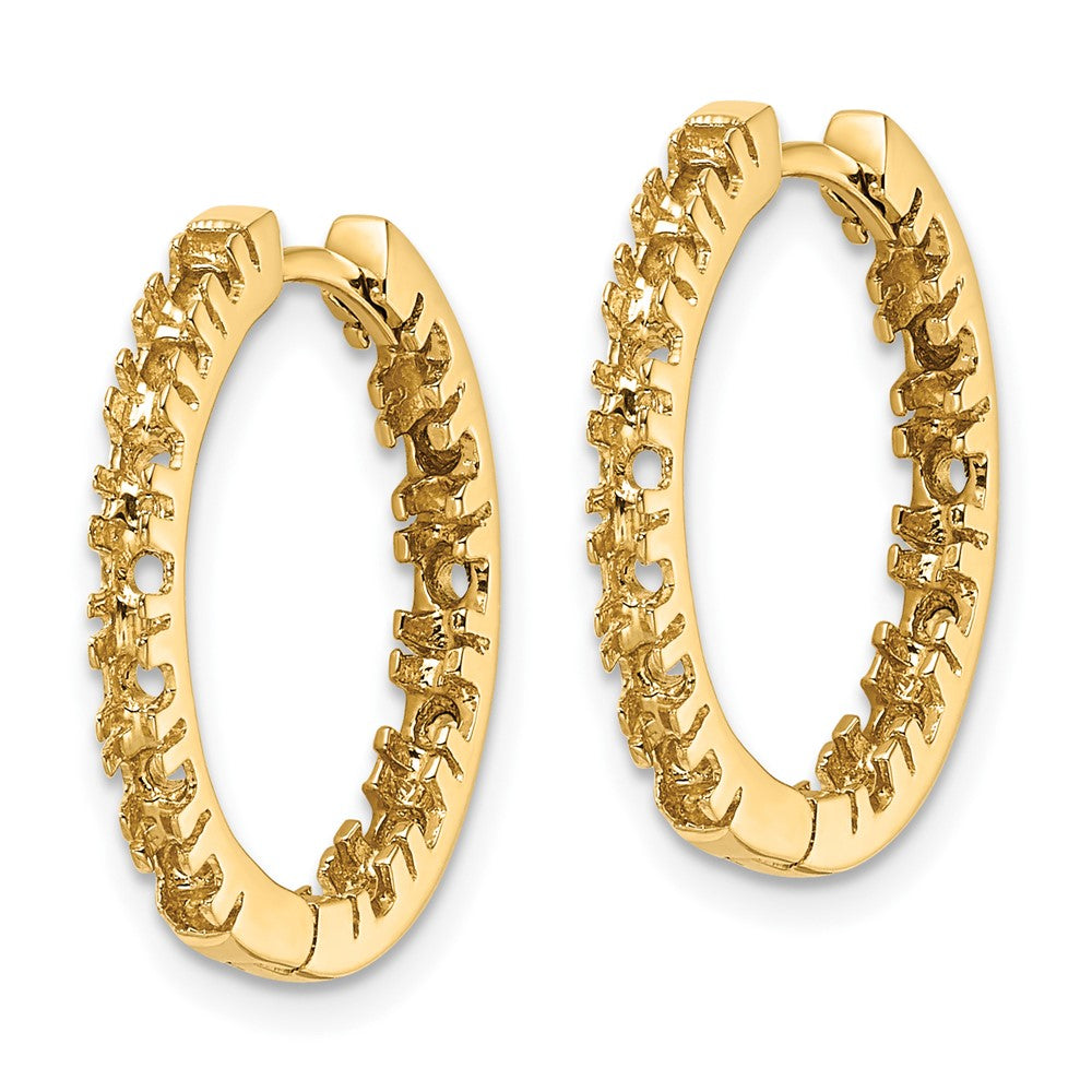 14K Yellow Gold AA Diamond Hinged Hoop Earrings